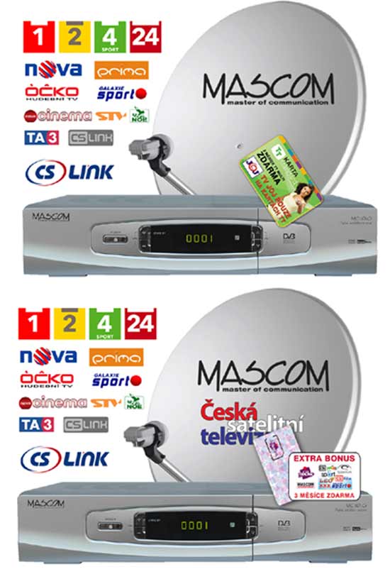 SATkomplet Mascom MC1100/80M3 + karta Skylink Std